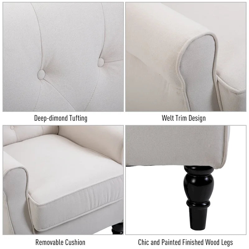 Tufted Wood Leg Accent Chair