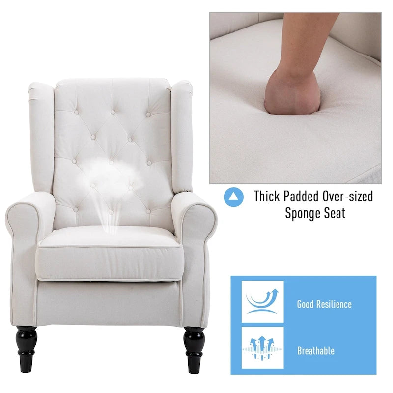Tufted Wood Leg Accent Chair