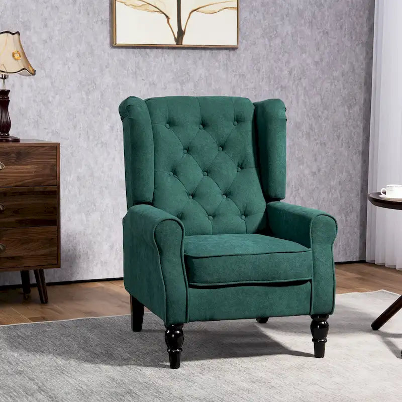 Tufted Wood Leg Accent Chair