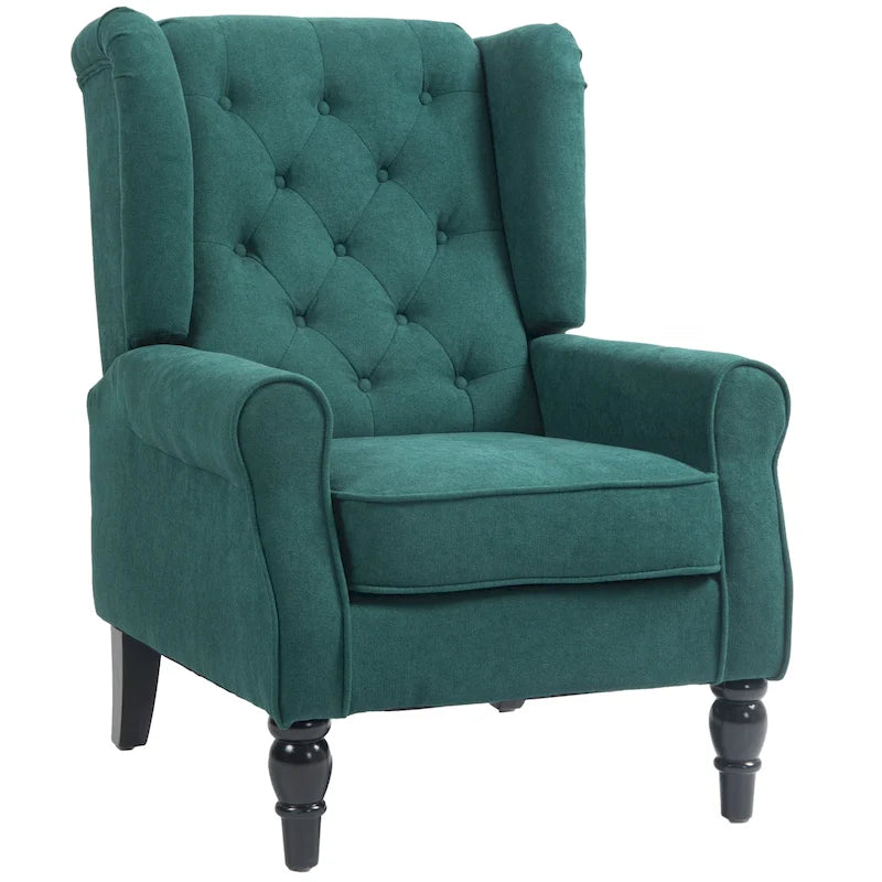 Tufted Wood Leg Accent Chair