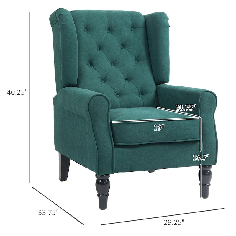 Tufted Wood Leg Accent Chair