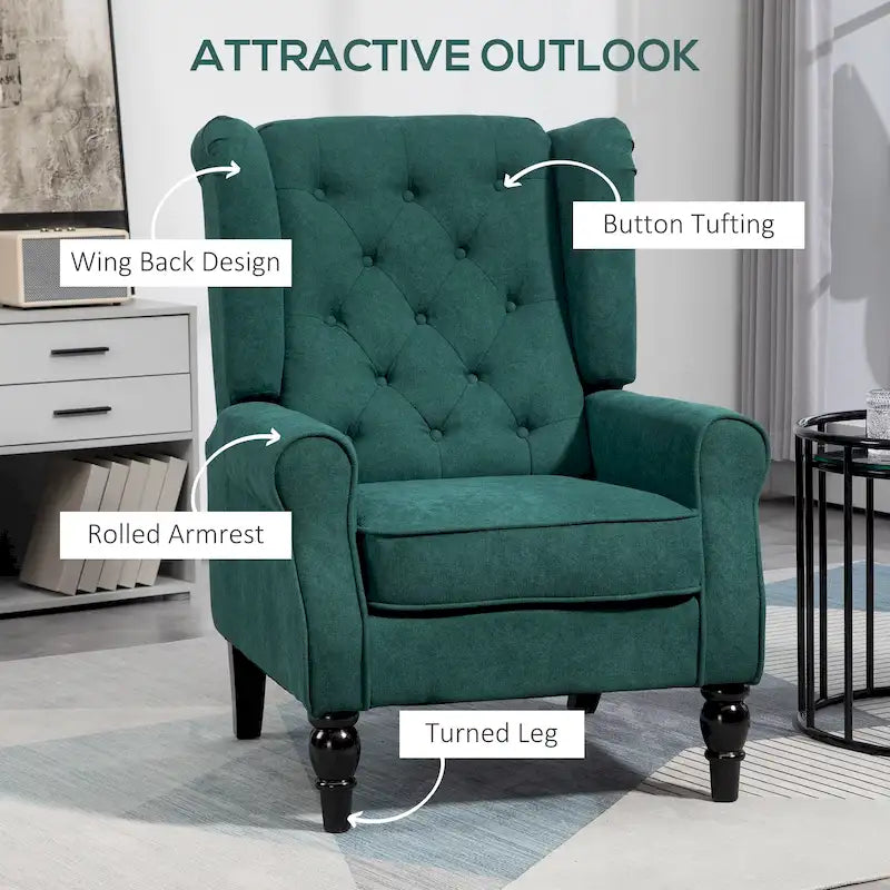 Tufted Wood Leg Accent Chair