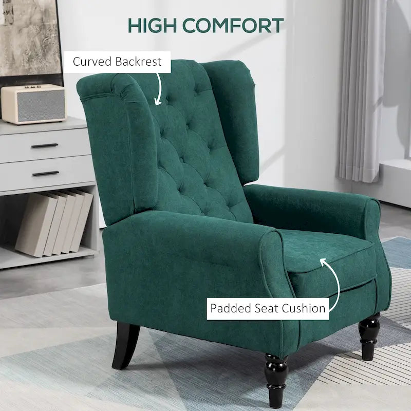 Tufted Wood Leg Accent Chair