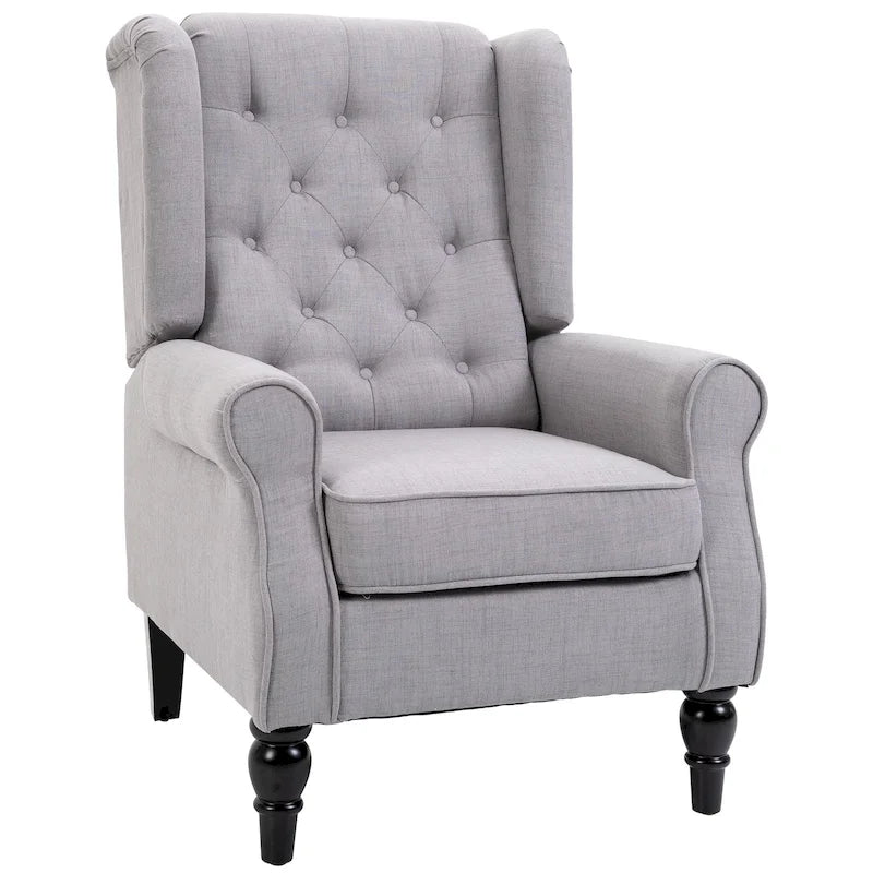 Tufted Wood Leg Accent Chair
