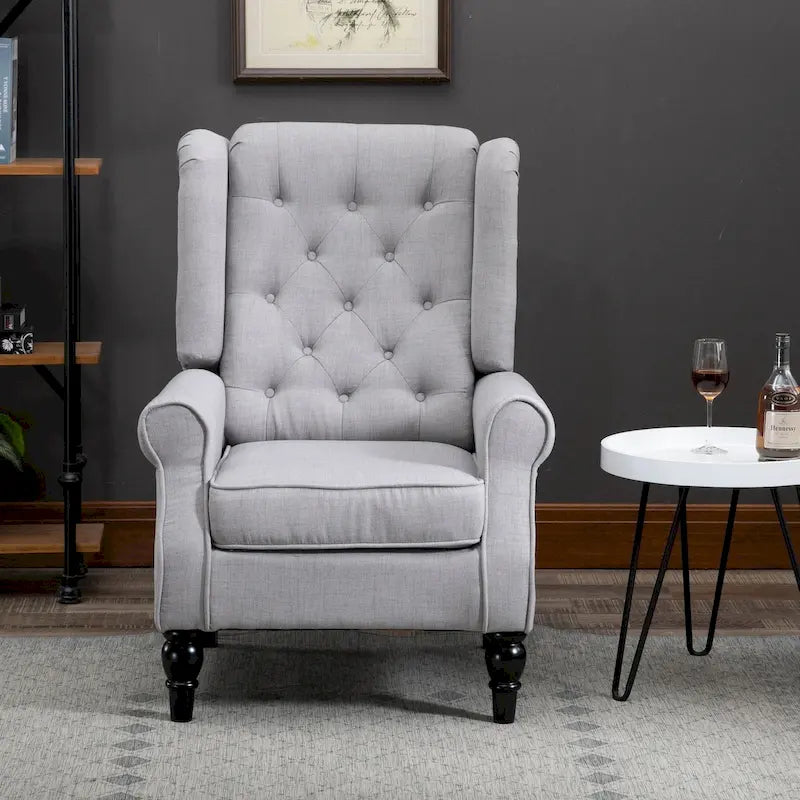 Tufted Wood Leg Accent Chair