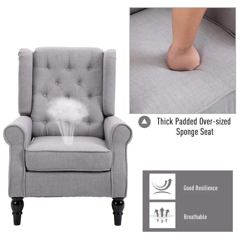 Tufted Wood Leg Accent Chair