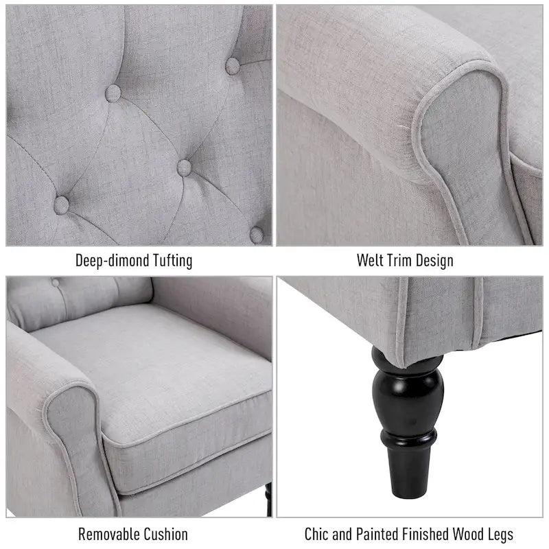 Tufted Wood Leg Accent Chair