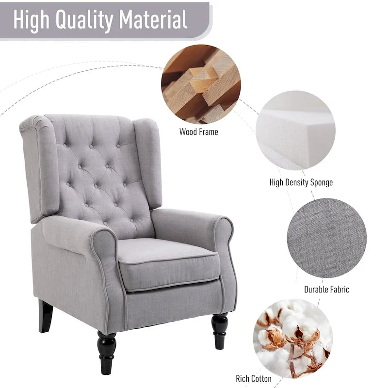 Tufted Wood Leg Accent Chair