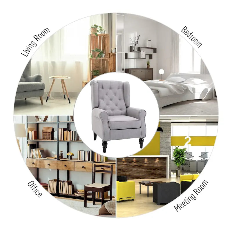 Tufted Wood Leg Accent Chair