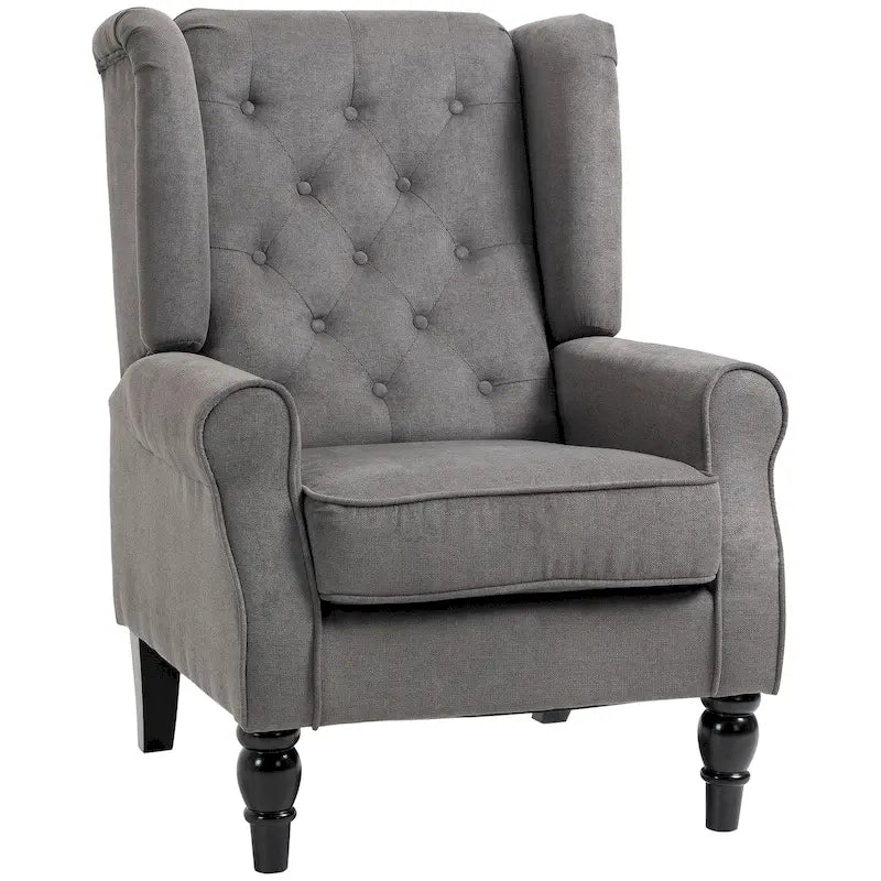 Tufted Wood Leg Accent Chair