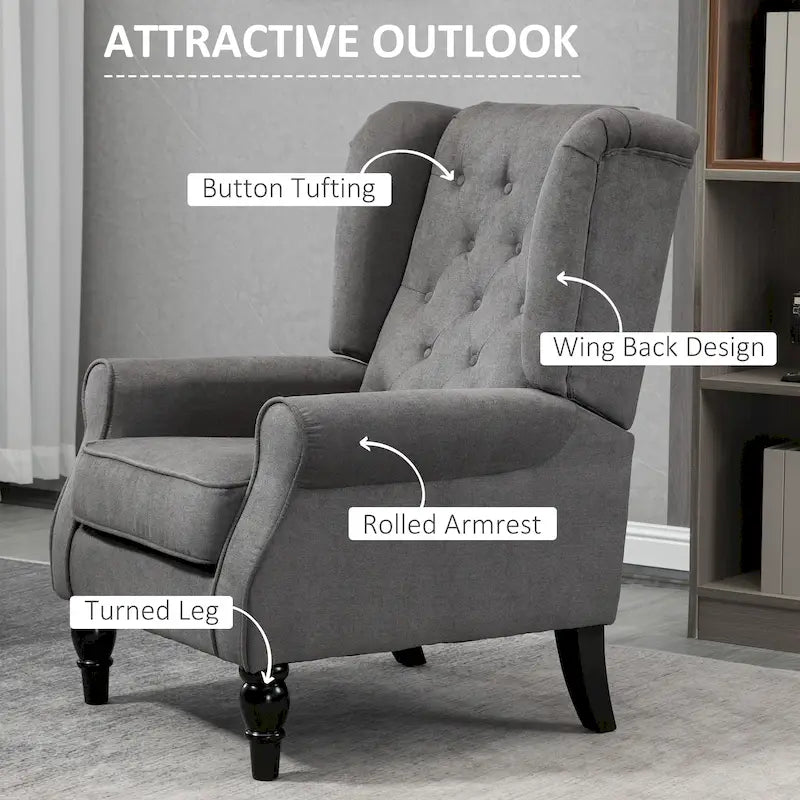 Tufted Wood Leg Accent Chair