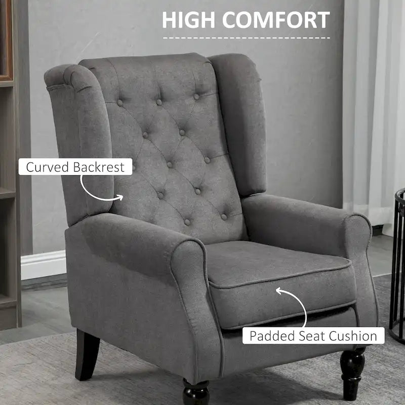 Tufted Wood Leg Accent Chair