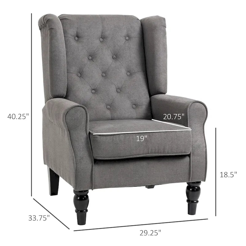 Tufted Wood Leg Accent Chair