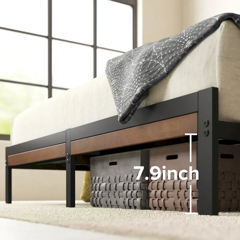 Bamboo and Metal Platform Bed Frame