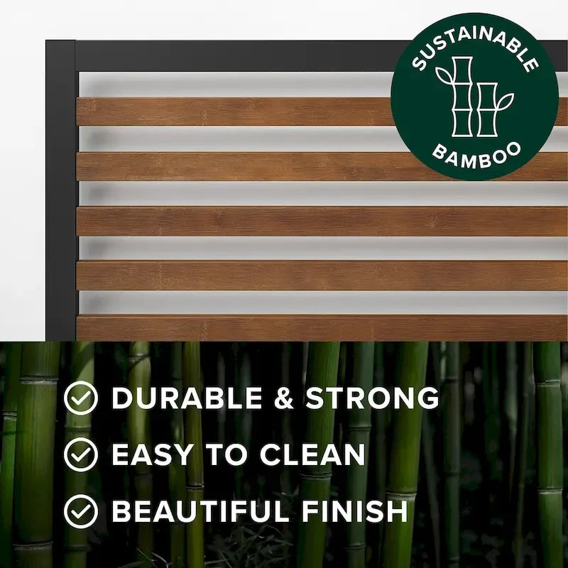 Bamboo and Metal Platform Bed Frame