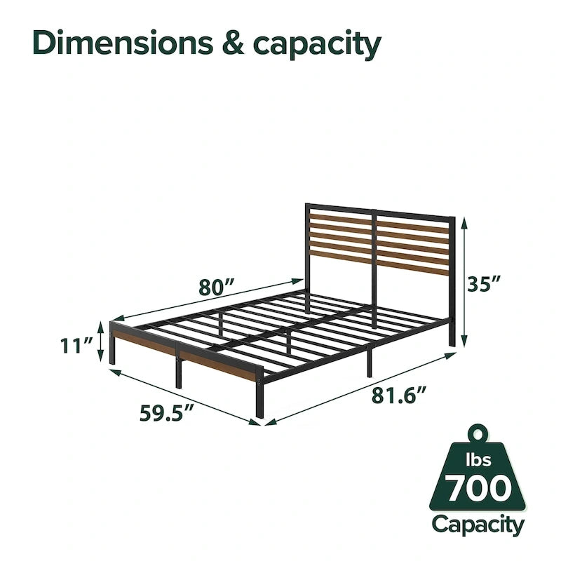 Bamboo and Metal Platform Bed Frame