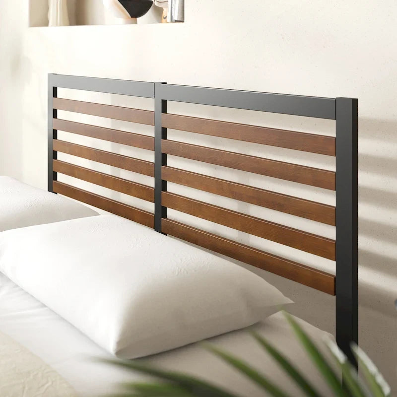 Bamboo and Metal Platform Bed Frame