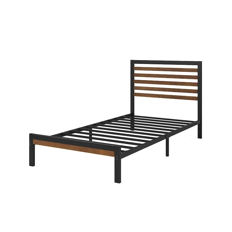 Bamboo and Metal Platform Bed Frame