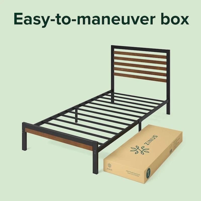 Bamboo and Metal Platform Bed Frame