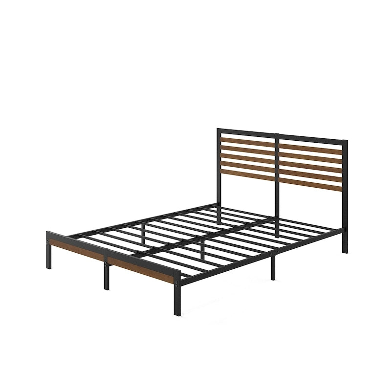 Bamboo and Metal Platform Bed Frame