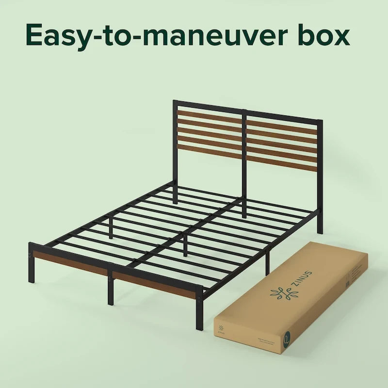 Bamboo and Metal Platform Bed Frame