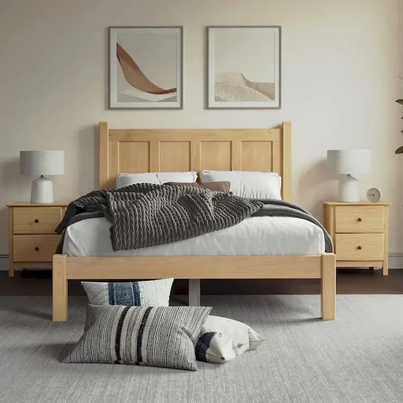 Solid Wood Panel Platform Bed