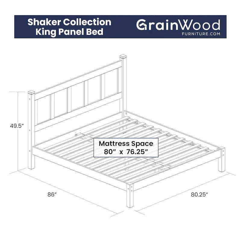 Solid Wood Panel Platform Bed