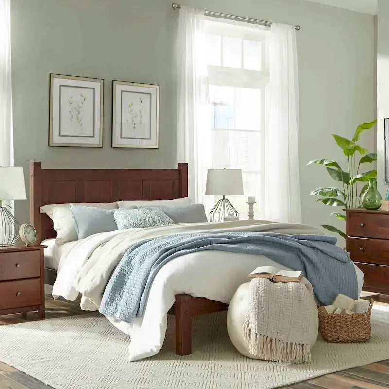 Solid Wood Panel Platform Bed