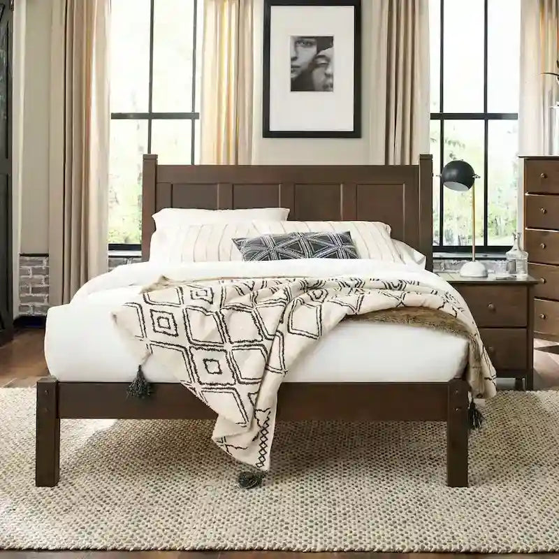 Solid Wood Panel Platform Bed