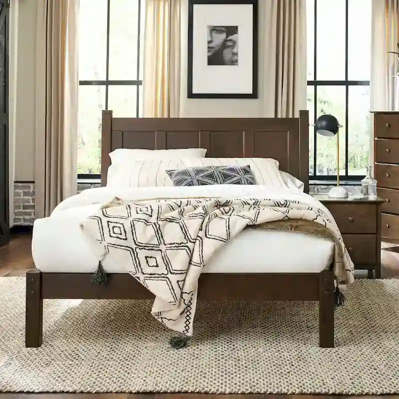 Solid Wood Panel Platform Bed