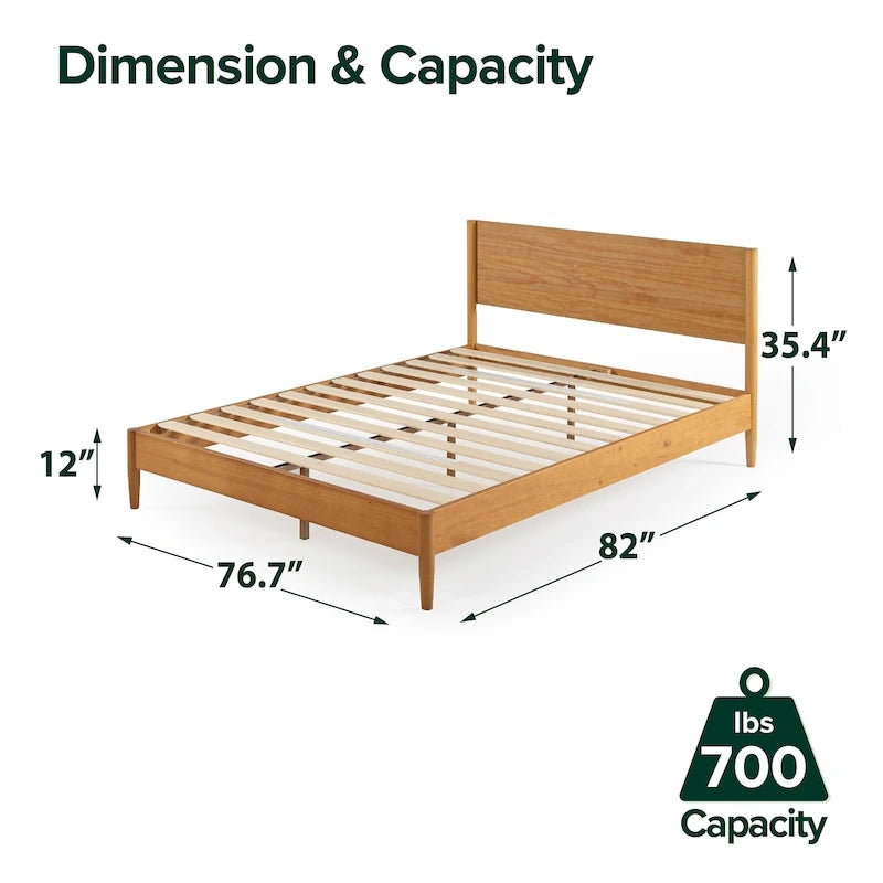 Mid Century Wood Platform Bed Frame