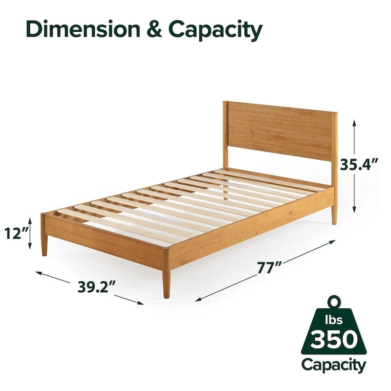 Mid Century Wood Platform Bed Frame