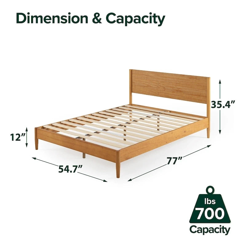 Mid Century Wood Platform Bed Frame