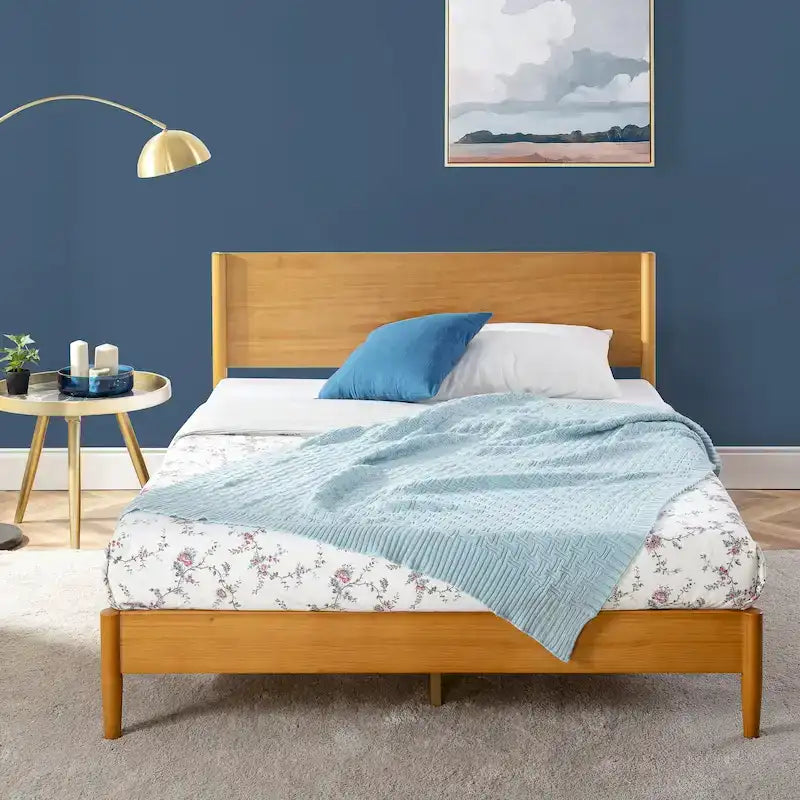 Mid Century Wood Platform Bed Frame