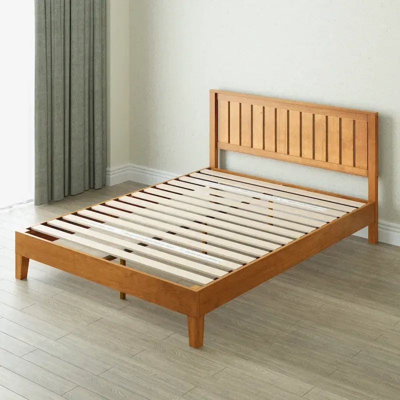 Rustic Pine Deluxe Wood Platform Bed Frame