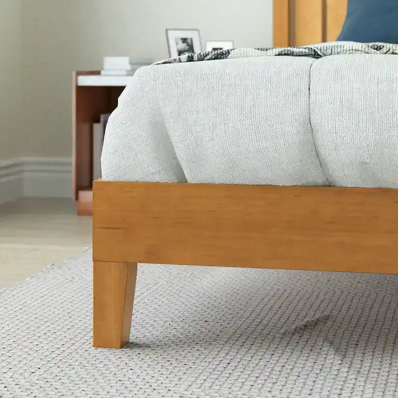 Rustic Pine Deluxe Wood Platform Bed Frame