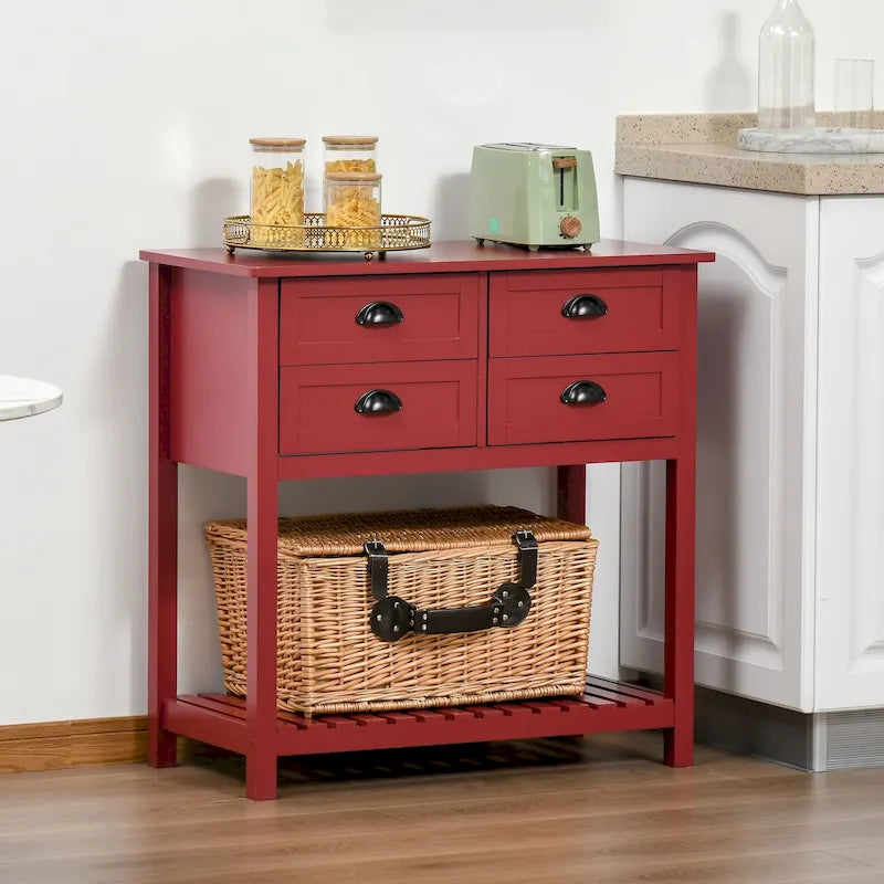 Sideboard Buffet Cabinet with 4 Drawers and Slatted Bottom Shelf