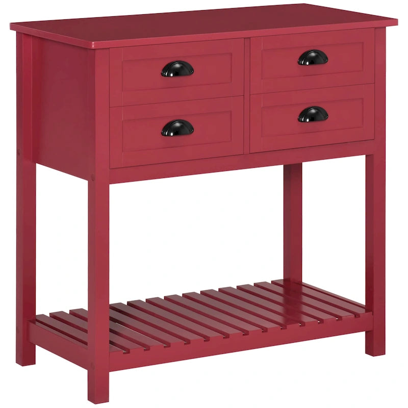 Sideboard Buffet Cabinet with 4 Drawers and Slatted Bottom Shelf