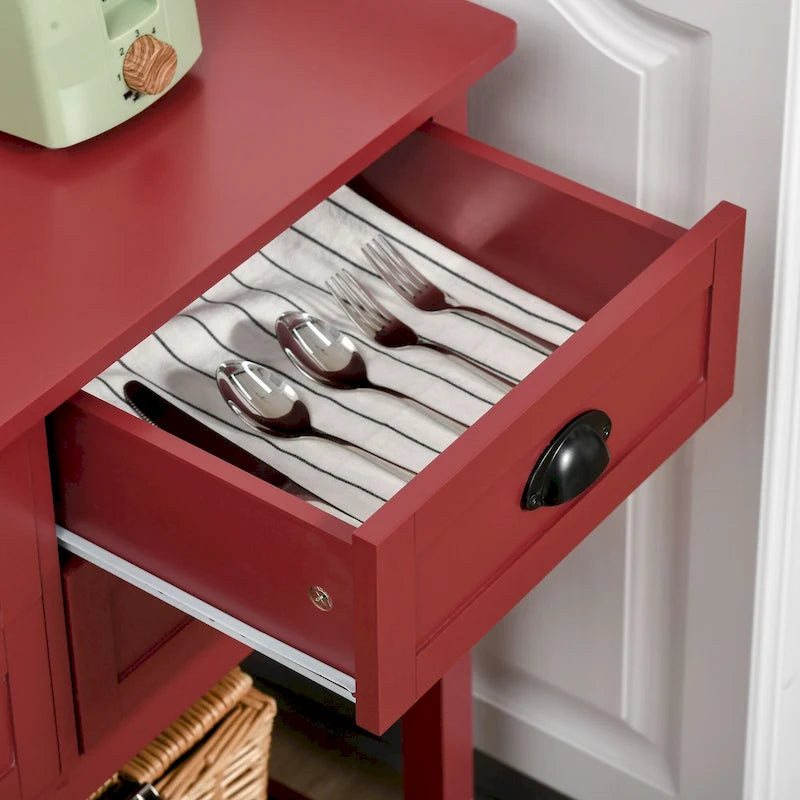 Sideboard Buffet Cabinet with 4 Drawers and Slatted Bottom Shelf