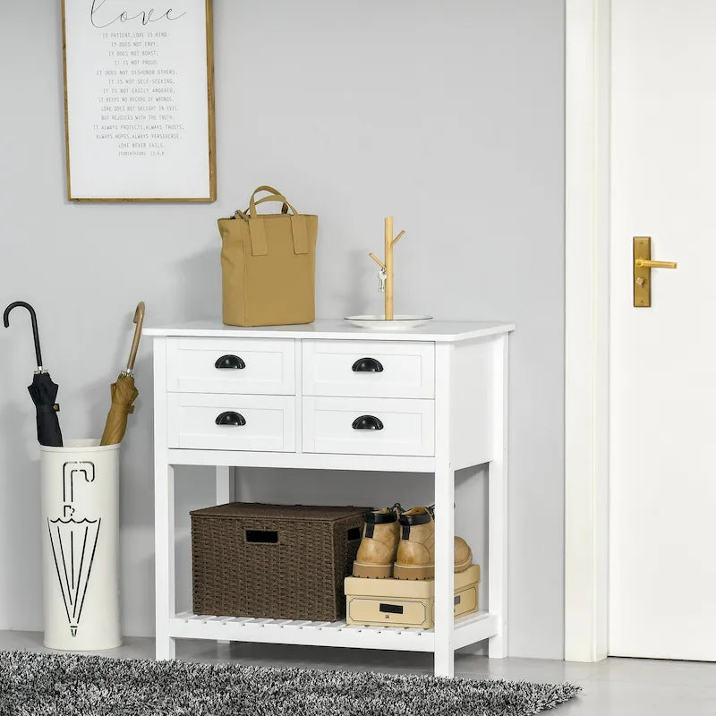 Sideboard Buffet Cabinet with 4 Drawers and Slatted Bottom Shelf