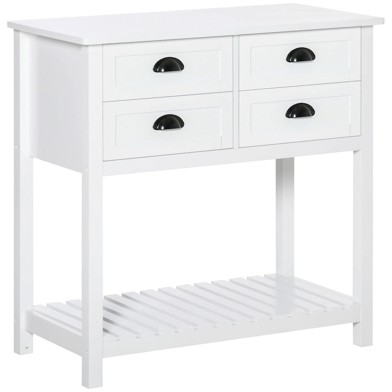 Sideboard Buffet Cabinet with 4 Drawers and Slatted Bottom Shelf
