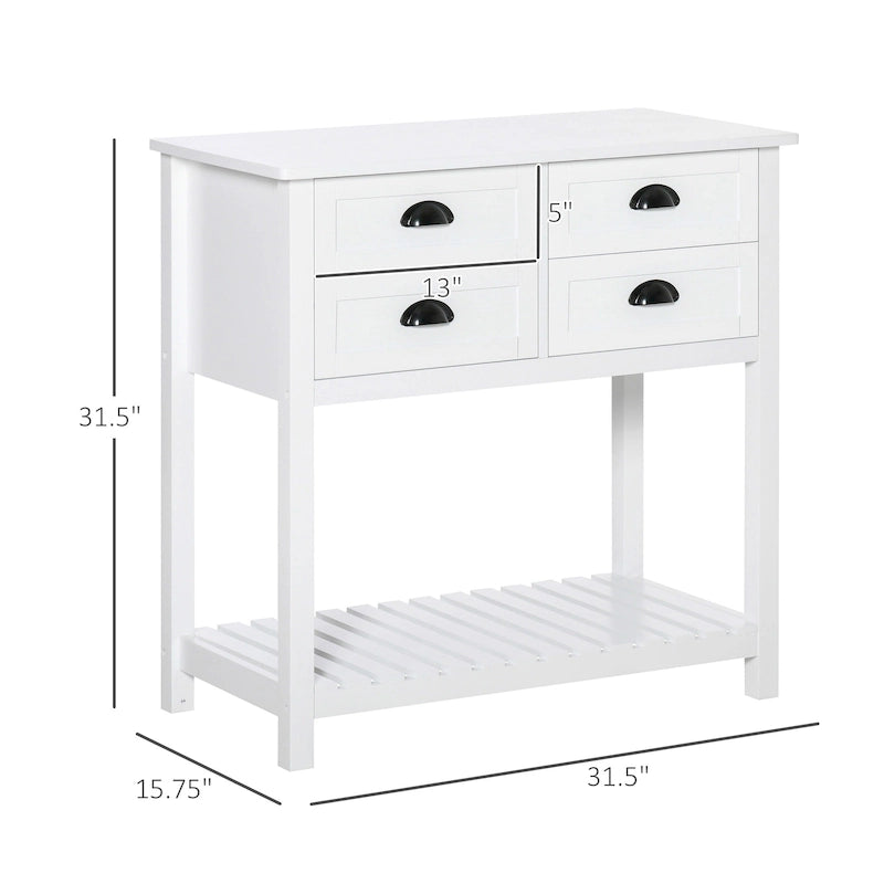 Sideboard Buffet Cabinet with 4 Drawers and Slatted Bottom Shelf