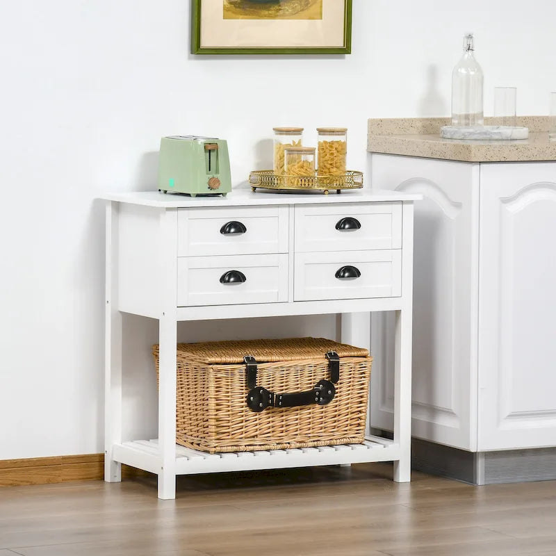 Sideboard Buffet Cabinet with 4 Drawers and Slatted Bottom Shelf
