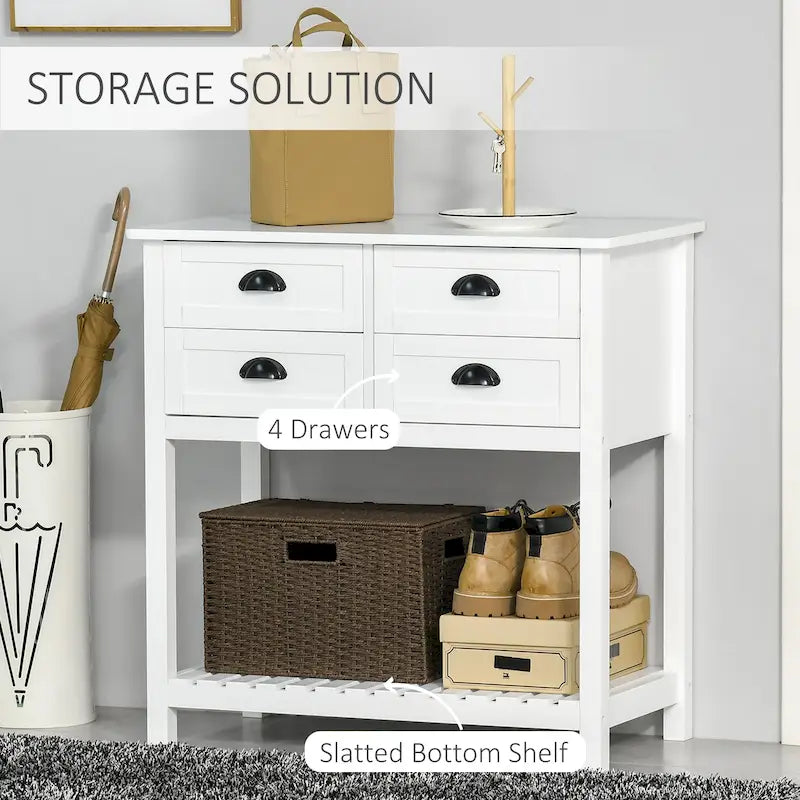 Sideboard Buffet Cabinet with 4 Drawers and Slatted Bottom Shelf