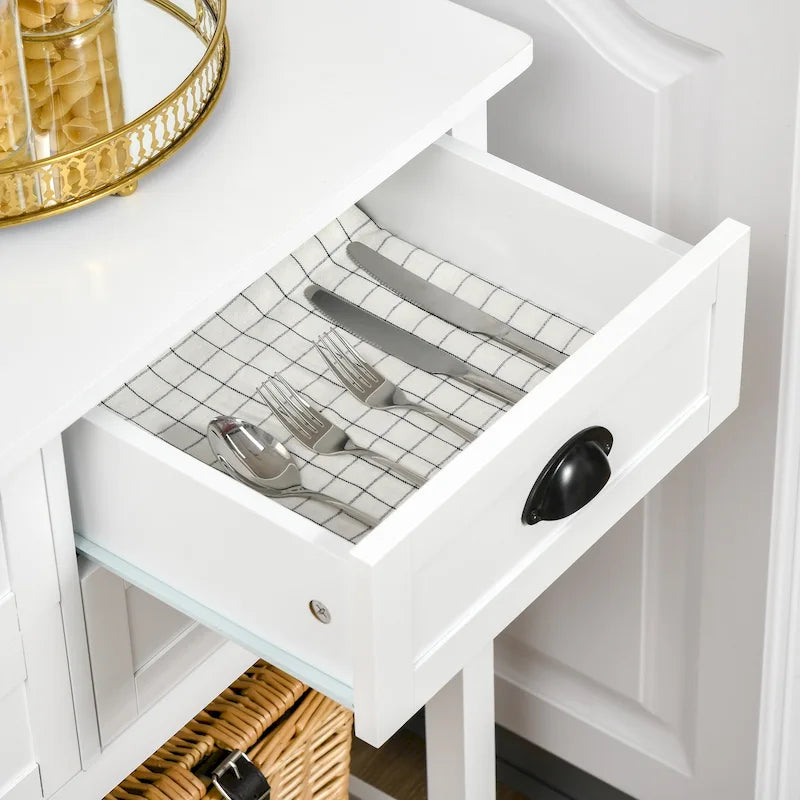 Sideboard Buffet Cabinet with 4 Drawers and Slatted Bottom Shelf