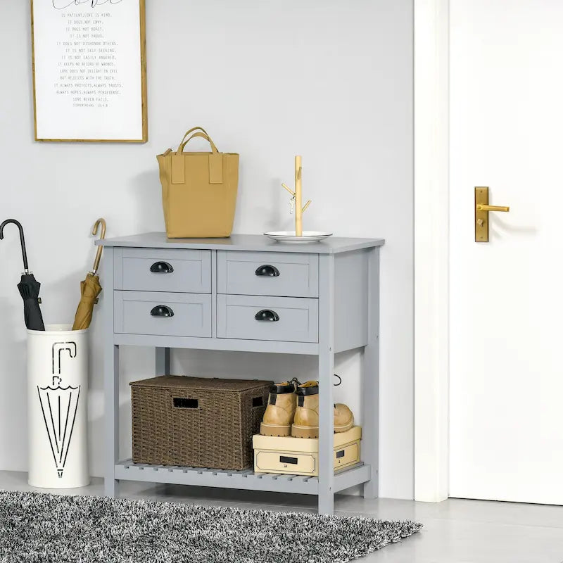 Sideboard Buffet Cabinet with 4 Drawers and Slatted Bottom Shelf