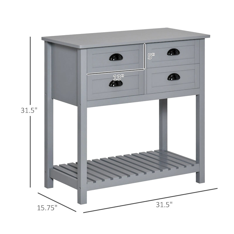 Sideboard Buffet Cabinet with 4 Drawers and Slatted Bottom Shelf