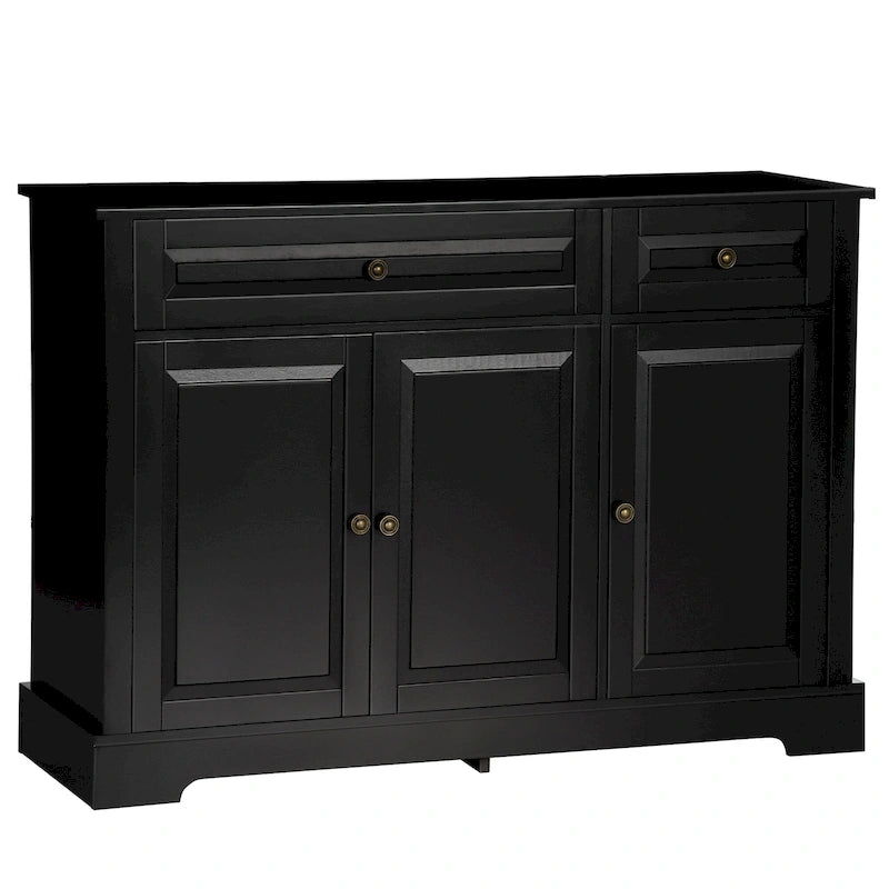 HOMCOM Modern Sideboard Buffet Cabinet with Storage Cupboards, 2 Drawers and Adjustable Shelves, Black