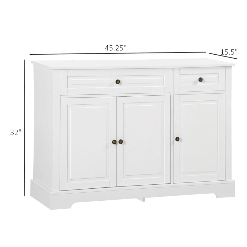 HOMCOM Modern Sideboard Buffet Cabinet with Storage Cupboards, 2 Drawers and Adjustable Shelves, Black