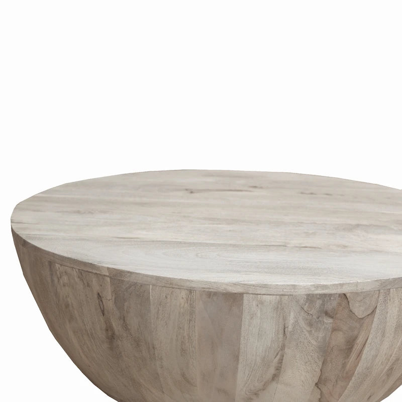 35.5 Inch Round Mango Wood Coffee Table
